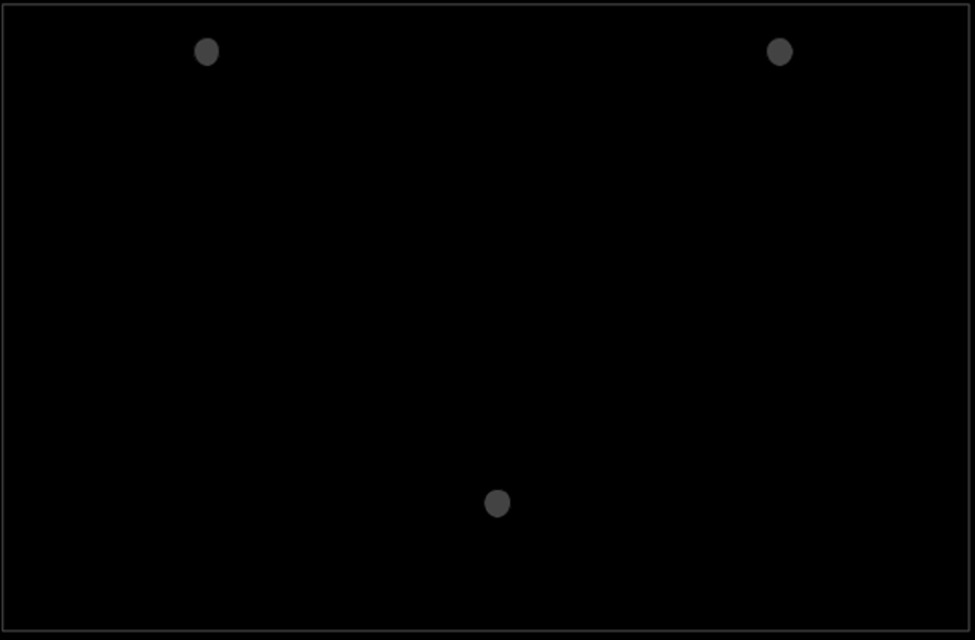 Rectangular diagram with three points, one in each top corner and one in the centre near the bottom. Black background.